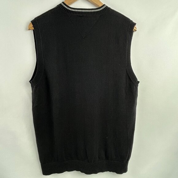 Tommy Hilfiger preppy argyle diamond pattern sweater vest black gray men medium - Picture 6 of 8